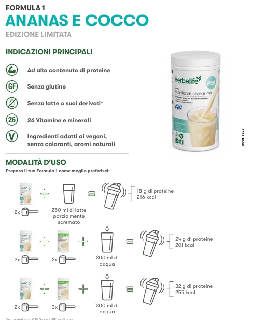 Formula 1 Herbalife - Frullato nutrizionale al gusto Ananas e Cocco